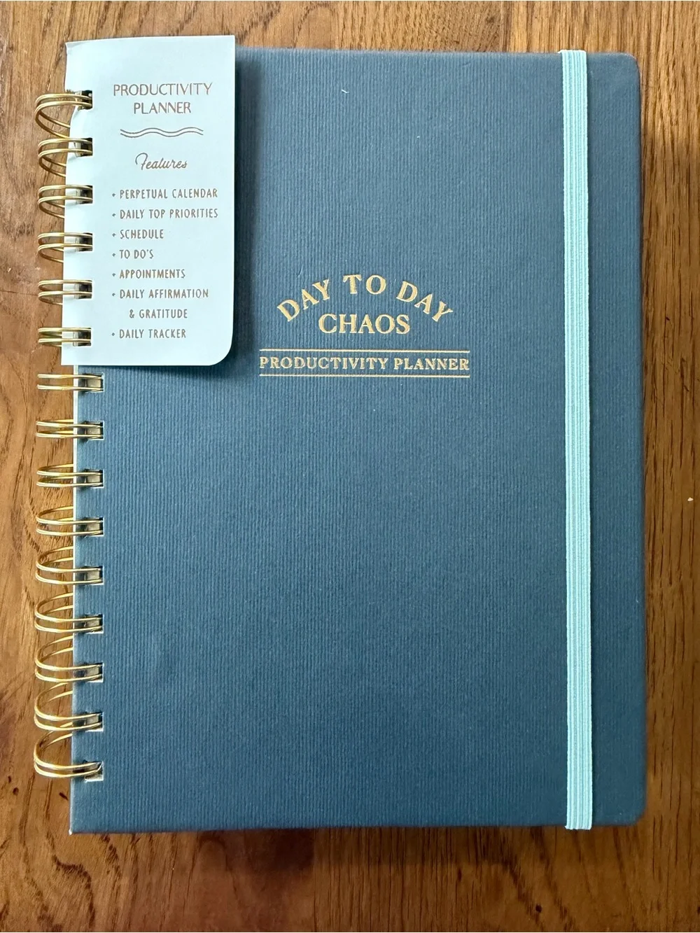 Day to Day Chaos Productivity Planner - Navy with Light Blue Elastic